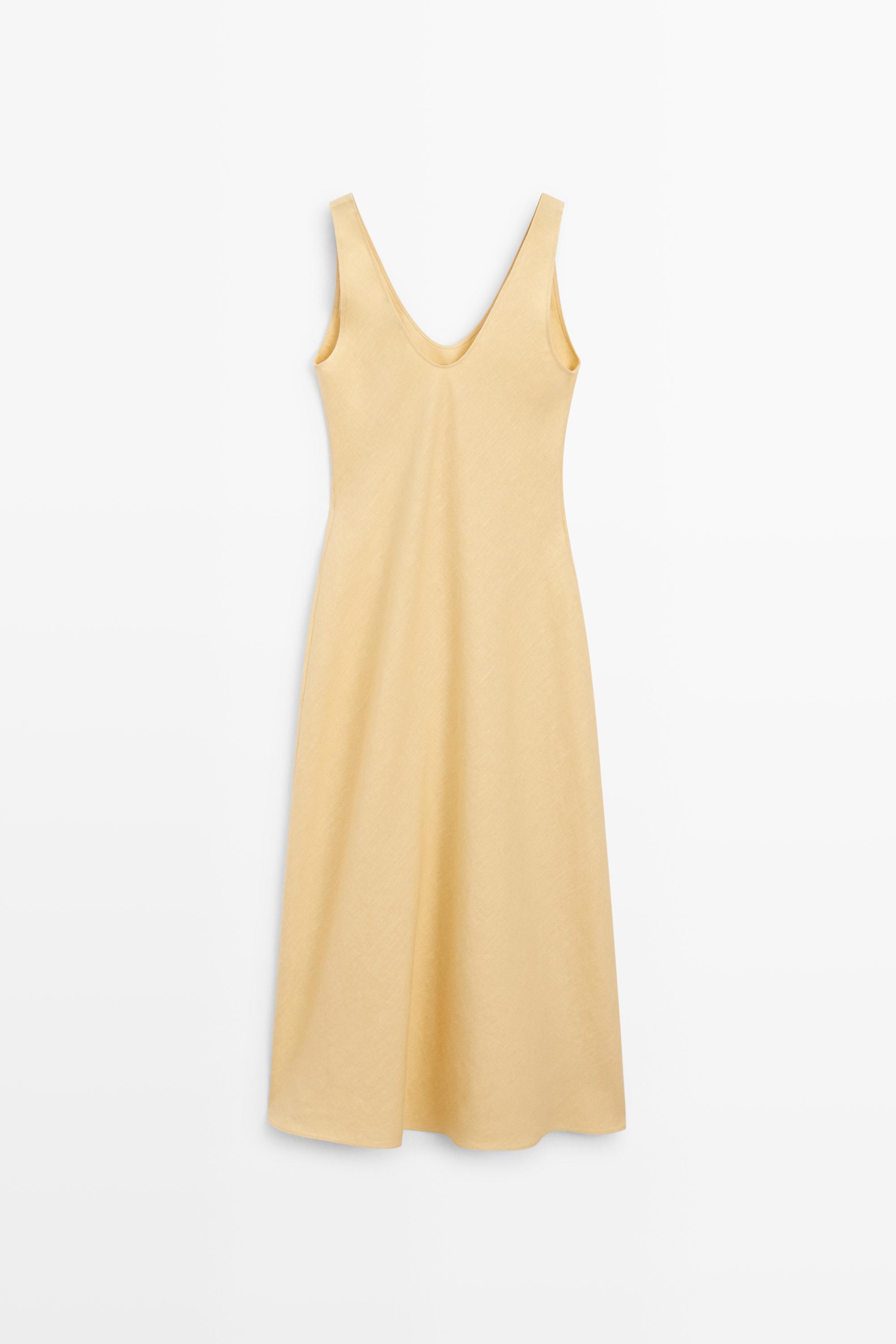 Robe midi à bretelles en lin